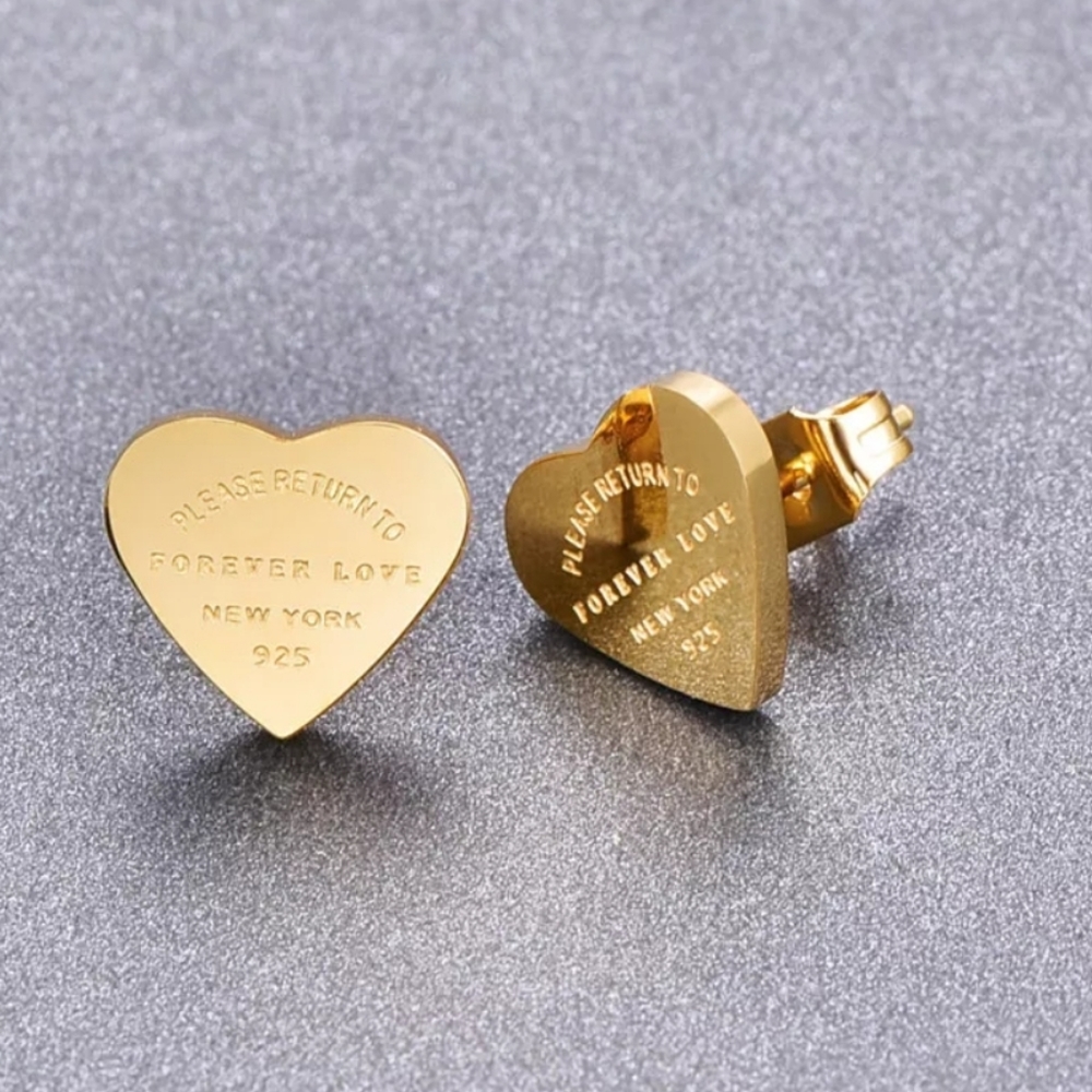 Gold Plated Heart Stud Earrings